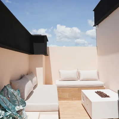 Image of Rooftop Terrace at Akasha, featuring Rooftop Terrace, Outdoor Lounge.