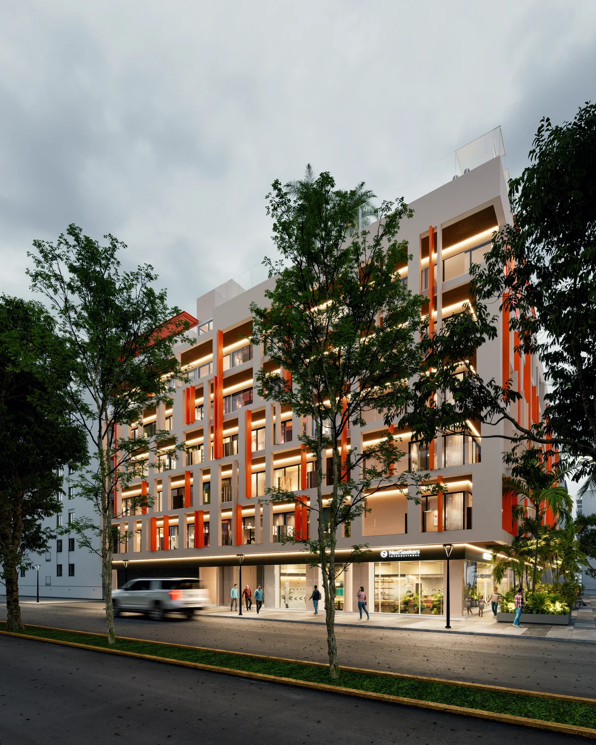 Image of Rooftop Terrace at Solar Midtown, featuring Modern Architecture, Building Exterior.