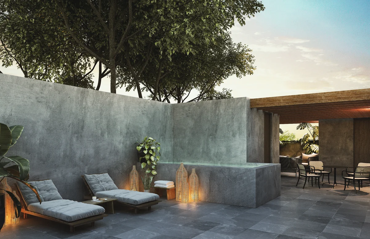 Image of Jacuzzi at Tamarindos, featuring Luxury Terrace, Outdoor Lounge.