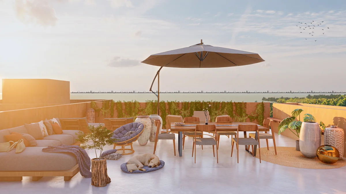 Image of Rooftop Terrace at Kabax, featuring Rooftop Terrace, Outdoor Living.