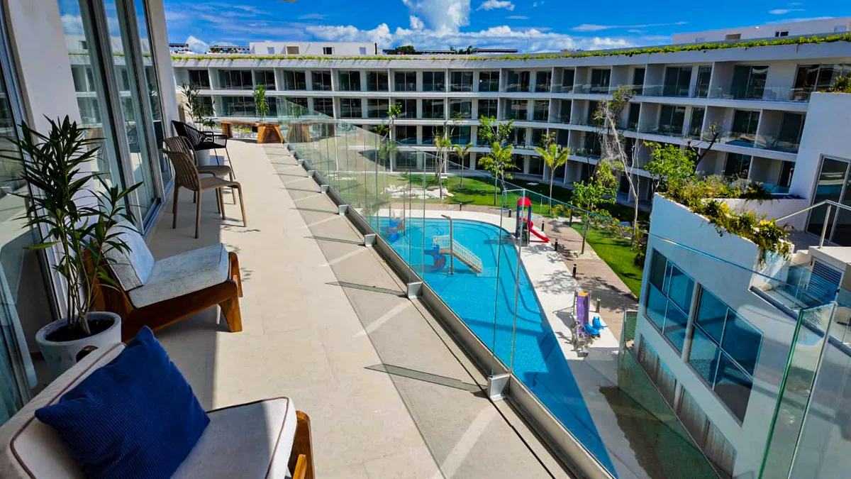 Image of Swimming Pool at The Leaf, featuring Modern Apartment Complex, Community Pool.