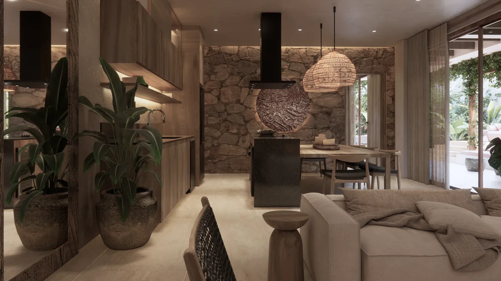 Image of Garden at Ekab Tulum, featuring Open Concept Living, Modern Rustic Design.