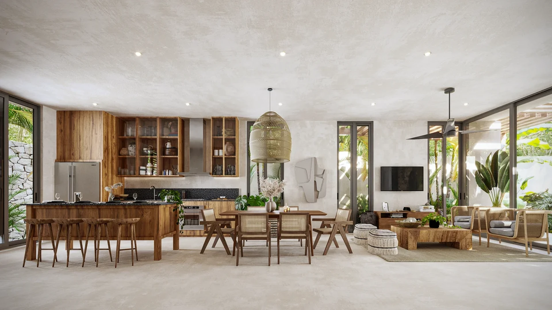 Image of Garden at Junglar, featuring Open Concept Living, Modern Kitchen.