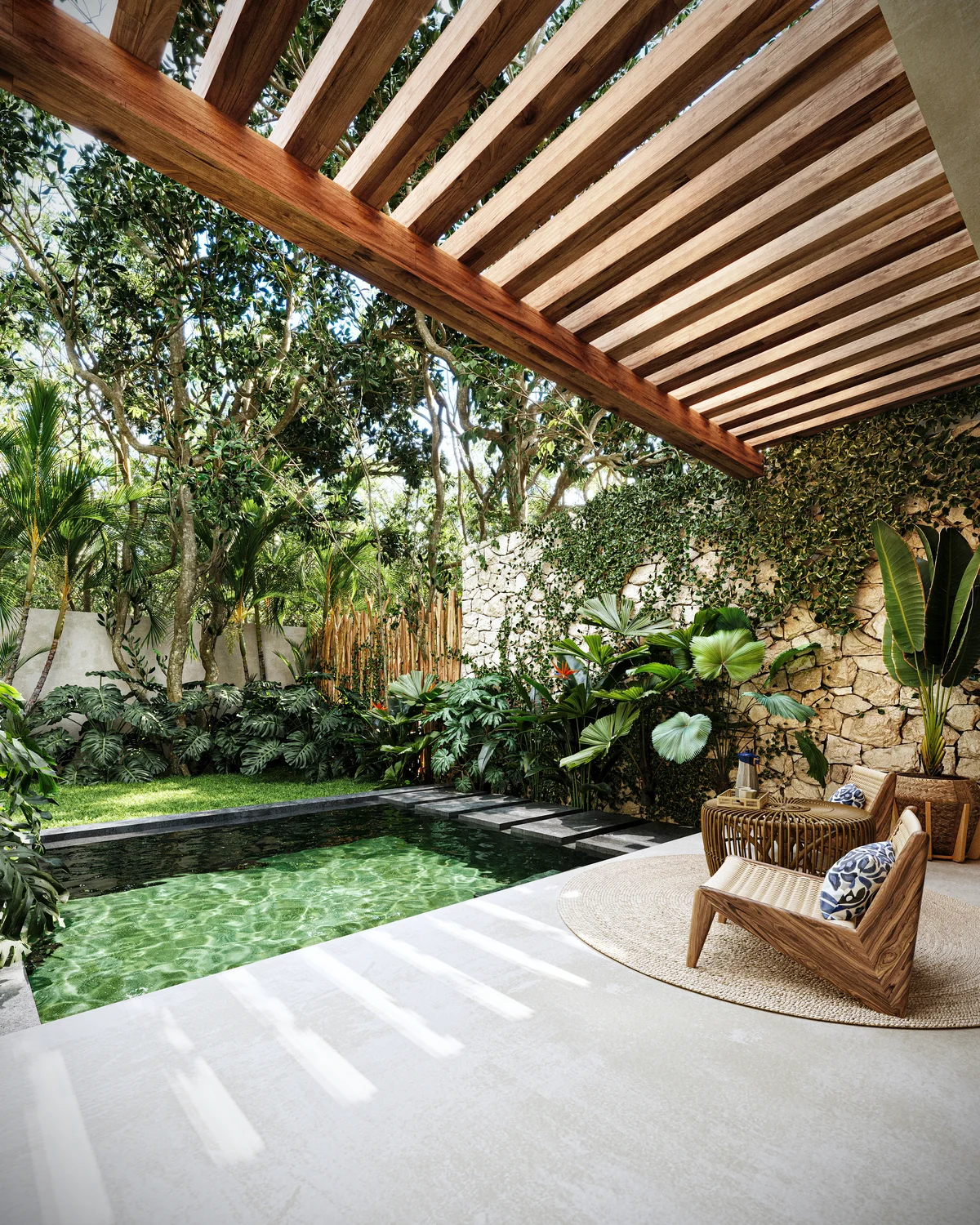 Image of Swimming Pool at Junglar, featuring Private Pool, Lush Garden.