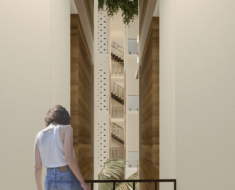 View of Architectural Rendering at Kahya, showcasing Interior Courtyard, Modern Design.