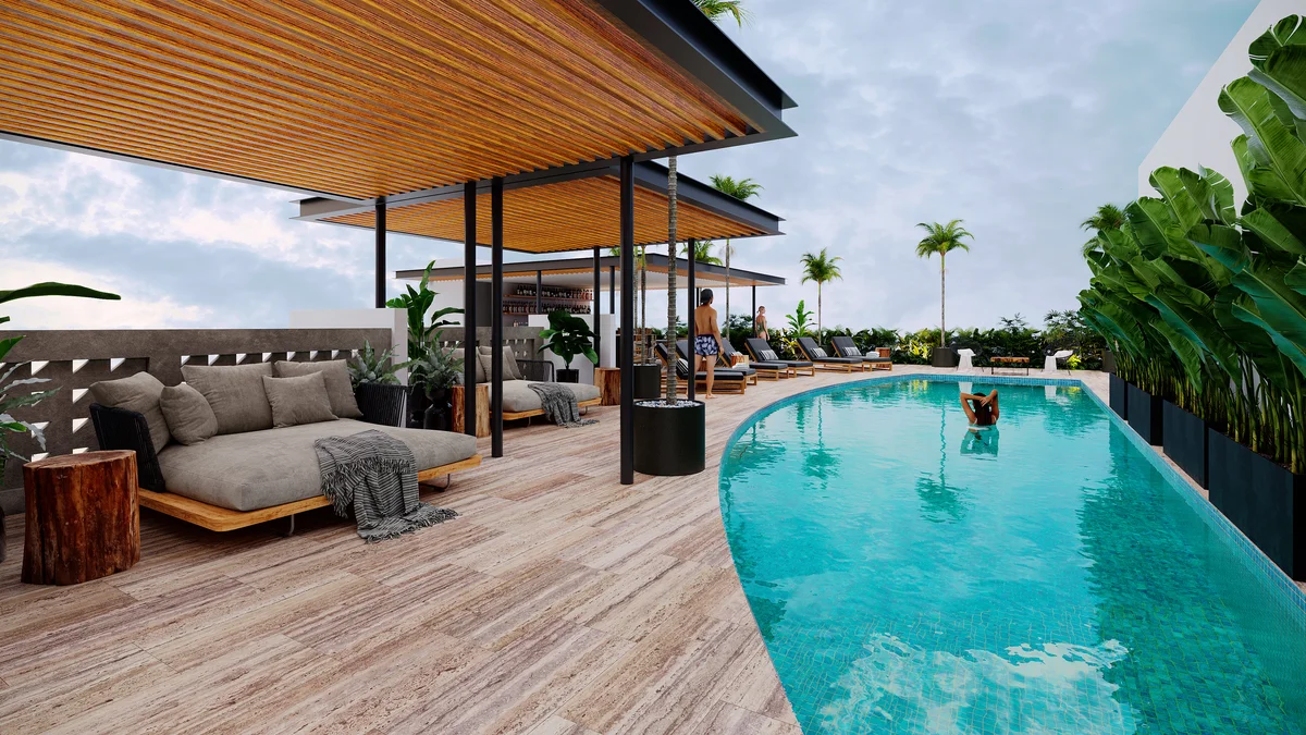 Image of Swimming Pool at Maresol, featuring Rooftop Pool, Luxury Amenities.