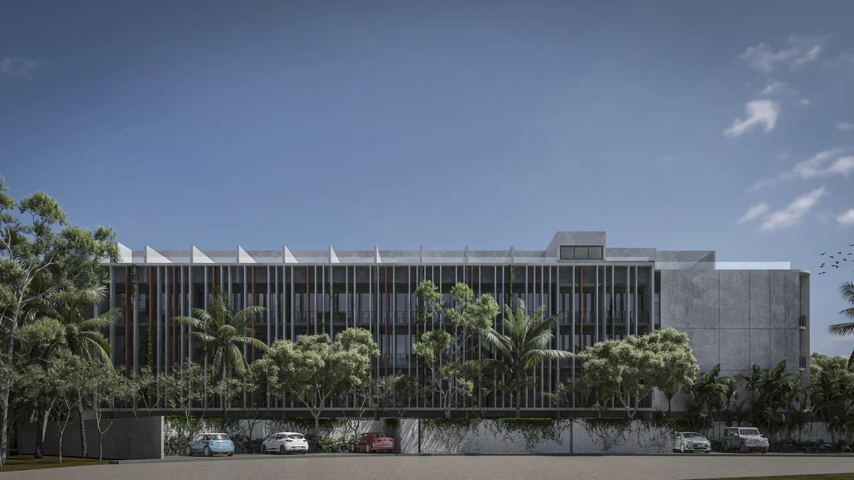 Image of Garden at Cautiva, featuring Modern Architecture, Apartment Building Exterior.