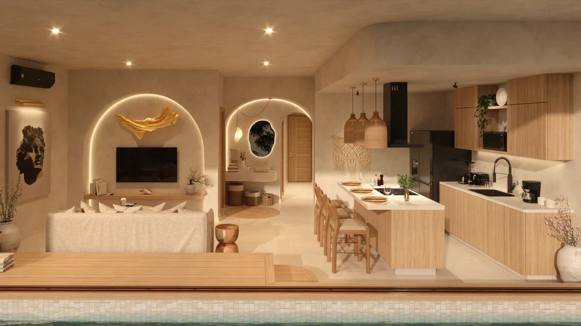 Image of Swimming Pool at Afrodita, featuring Open Concept Living, Modern Kitchen.