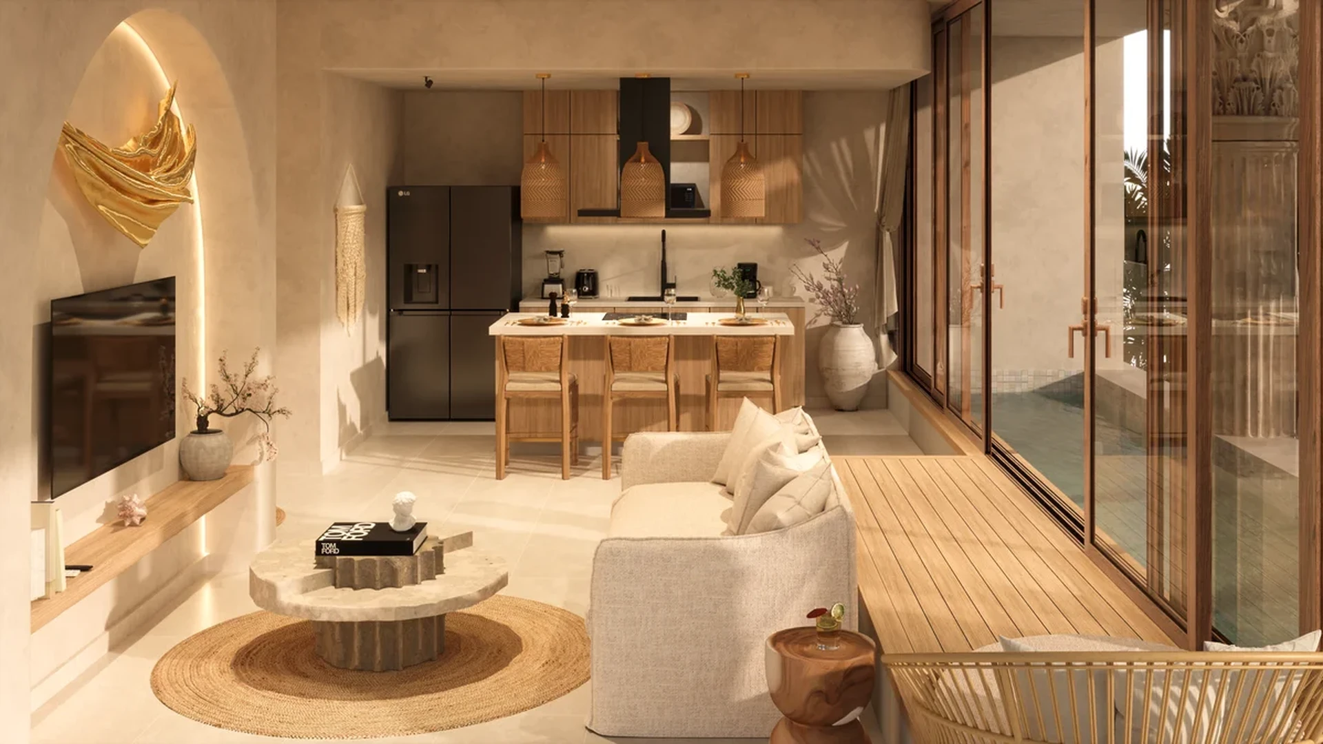 Image of Swimming Pool at Afrodita, featuring Open Concept Living, Modern Kitchen.