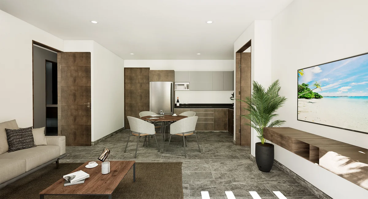 View of Open Concept Living at Artra, showcasing Modern Kitchen, Living Room.