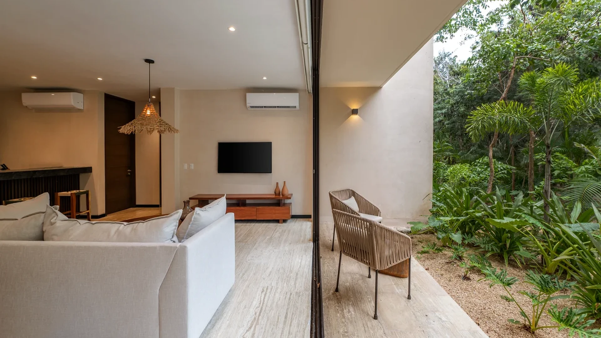 Image of Garden at Ophelia, featuring Indoor-Outdoor Living, Modern Living Room.