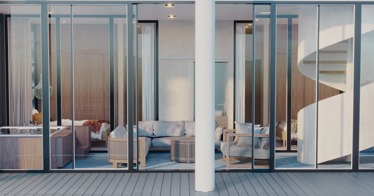 Image of Jacuzzi at Baay, featuring Modern Apartment, Floor-to-Ceiling Windows.