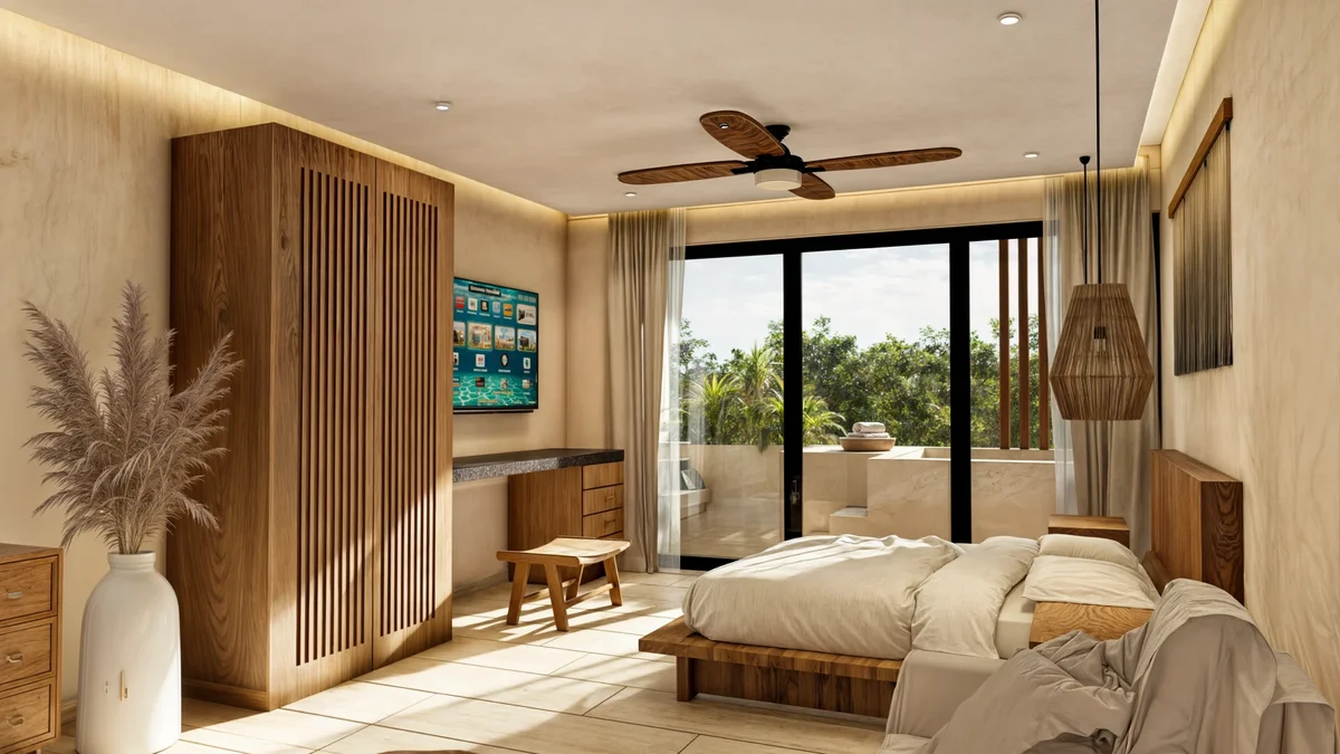 Image of Jacuzzi at Essence, featuring Modern Bedroom, Wooden Furniture.