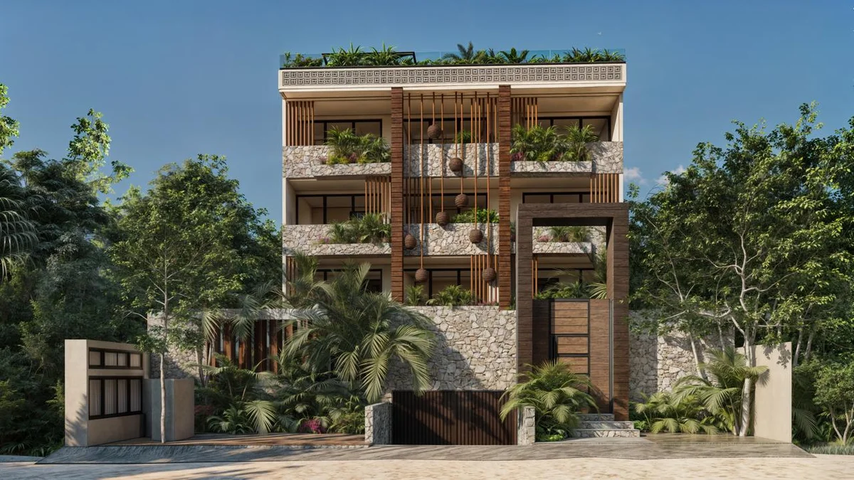 Image of Rooftop Terrace at Essence, featuring Modern Architecture, Apartment Building.