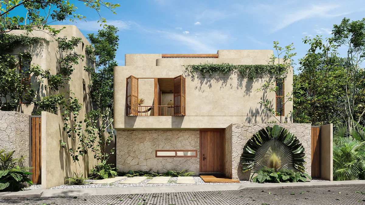 Image of Garden at Retiro Tulum-Villas, featuring Modern Architecture, Tropical Villa.