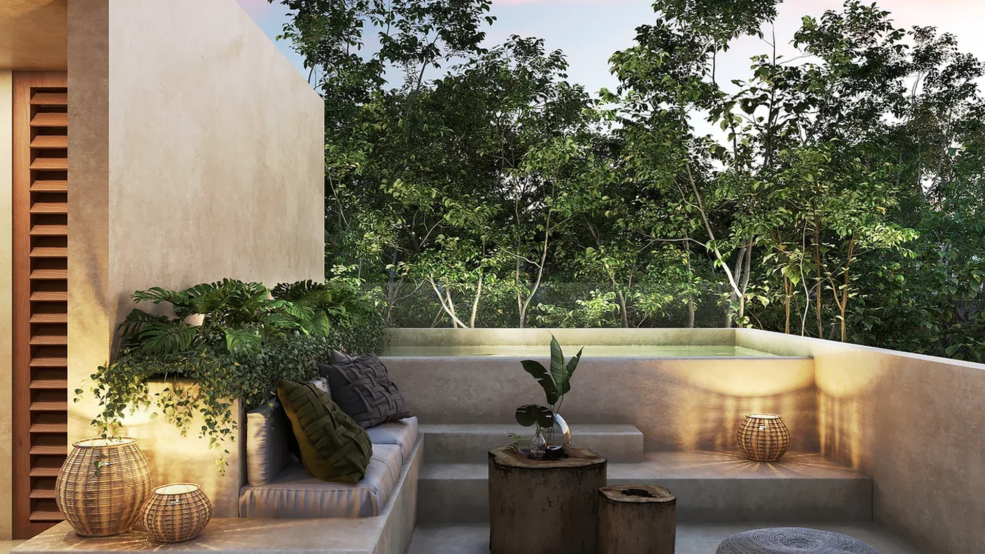 Image of Rooftop Terrace at Retiro Tulum-Villas, featuring Rooftop Terrace, Private Plunge Pool.
