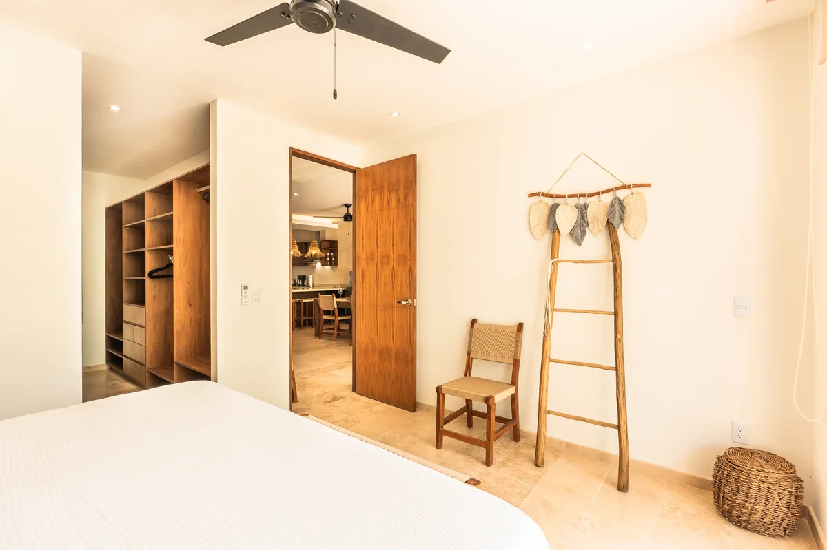 View of Bedroom at Monarca, showcasing Modern Interior, Built-in Closet.