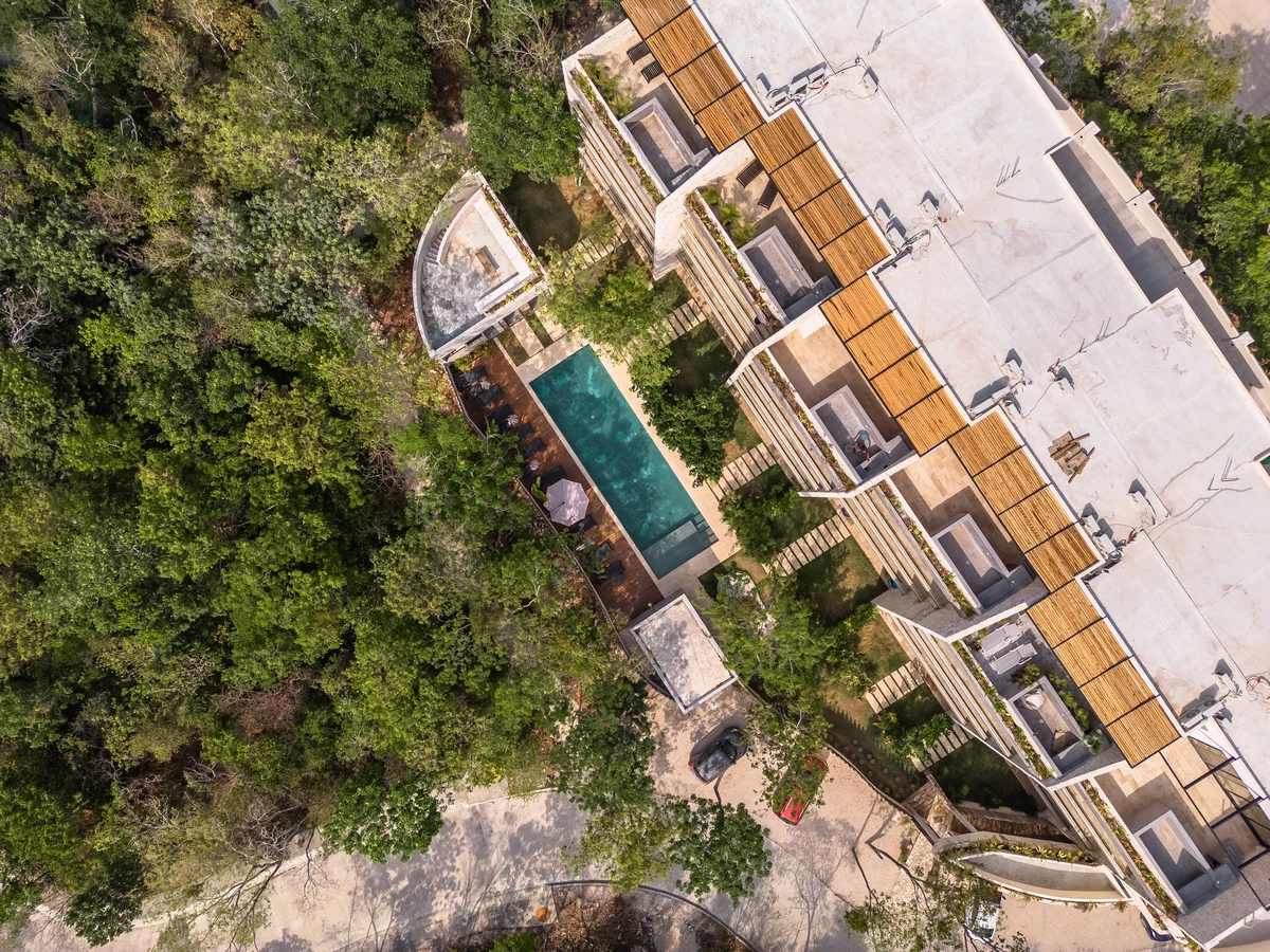 Image of Swimming Pool at Monarca, featuring Aerial View, Drone Photography.