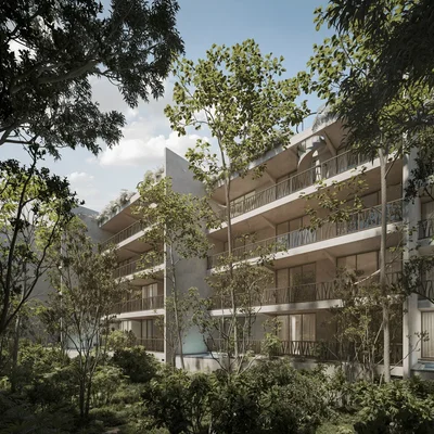 Image of Garden at Waye, featuring Modern Architecture, Jungle Setting.