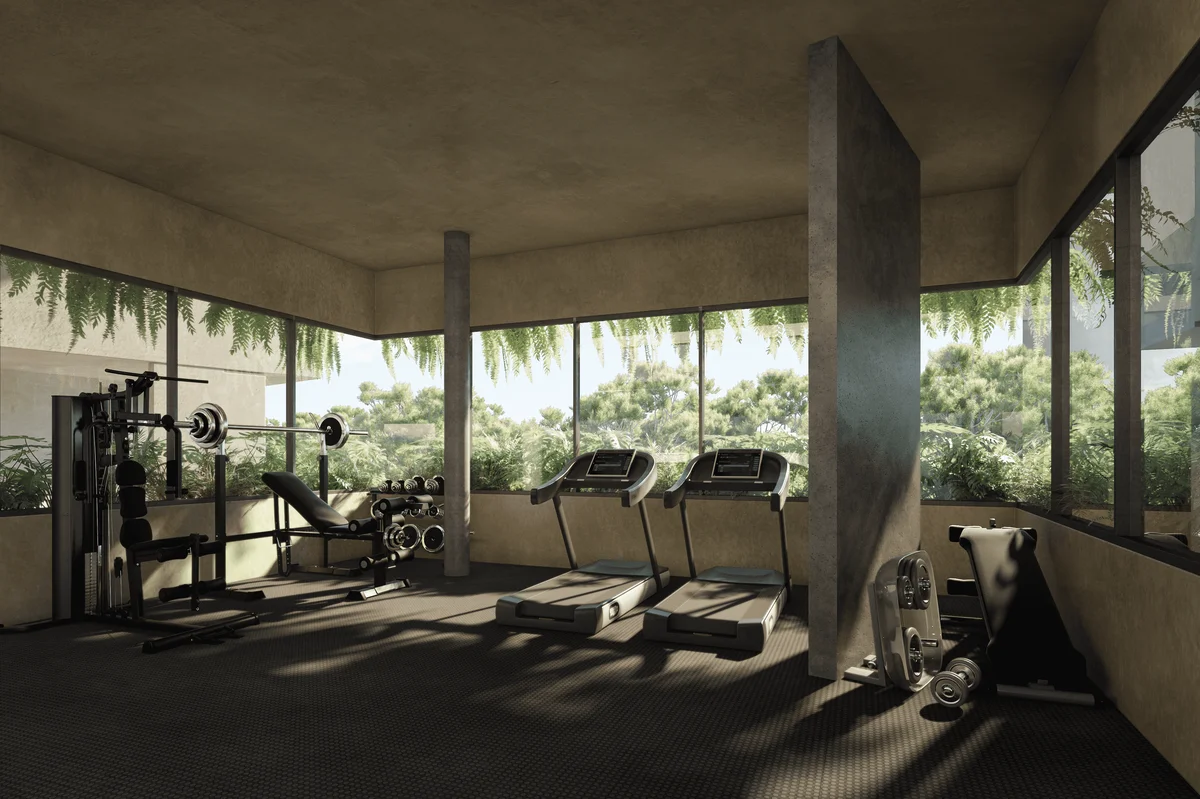 Image of Gym at Waye, featuring Fitness Center, Building Gym.