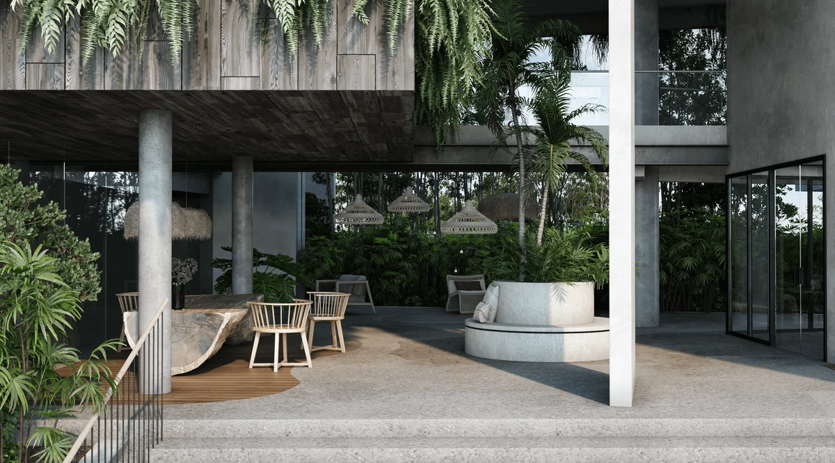 Image of Lounge at Waye, featuring Modern Architecture, Tropical Design.