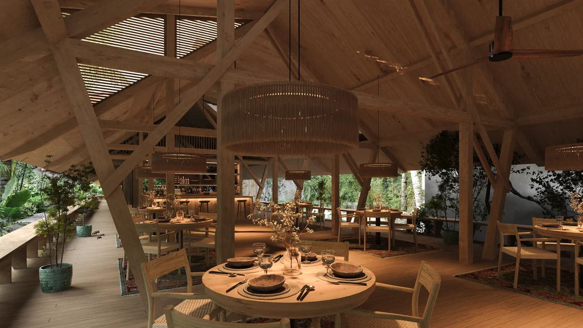 Image of Lounge at Mirval by Pandora, featuring Rustic Dining, Wooden Architecture.