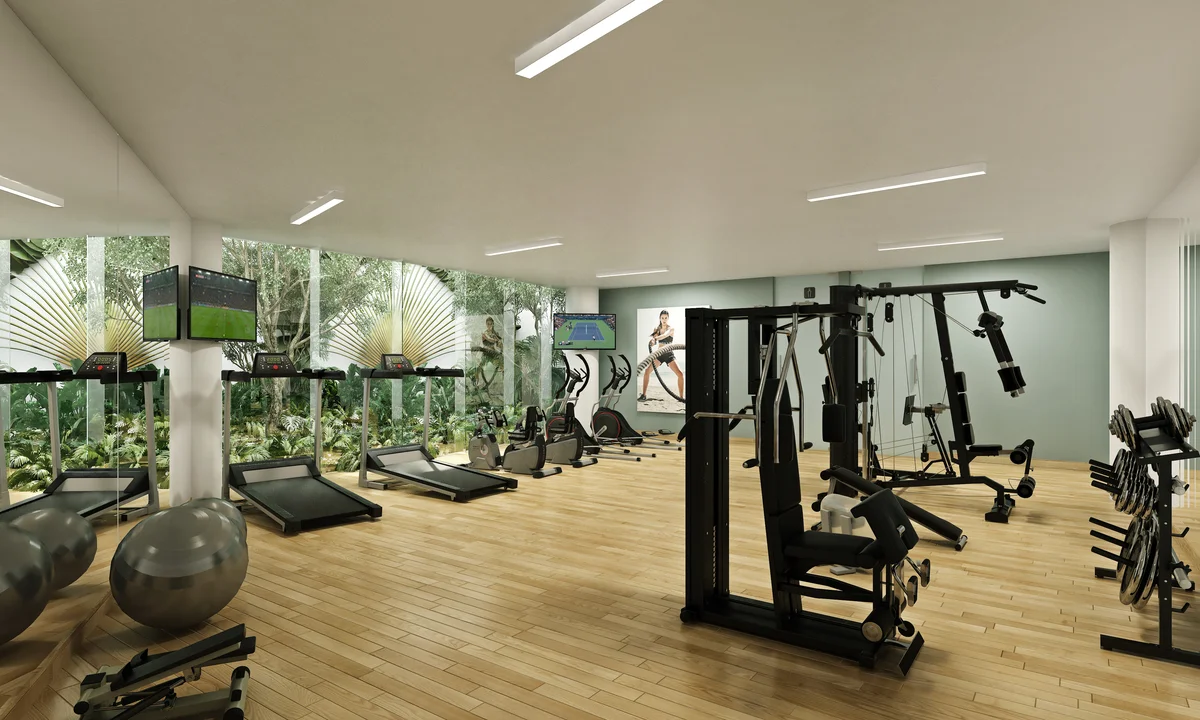 Image of Gym at Marila, featuring Fitness Center, Modern Gym.