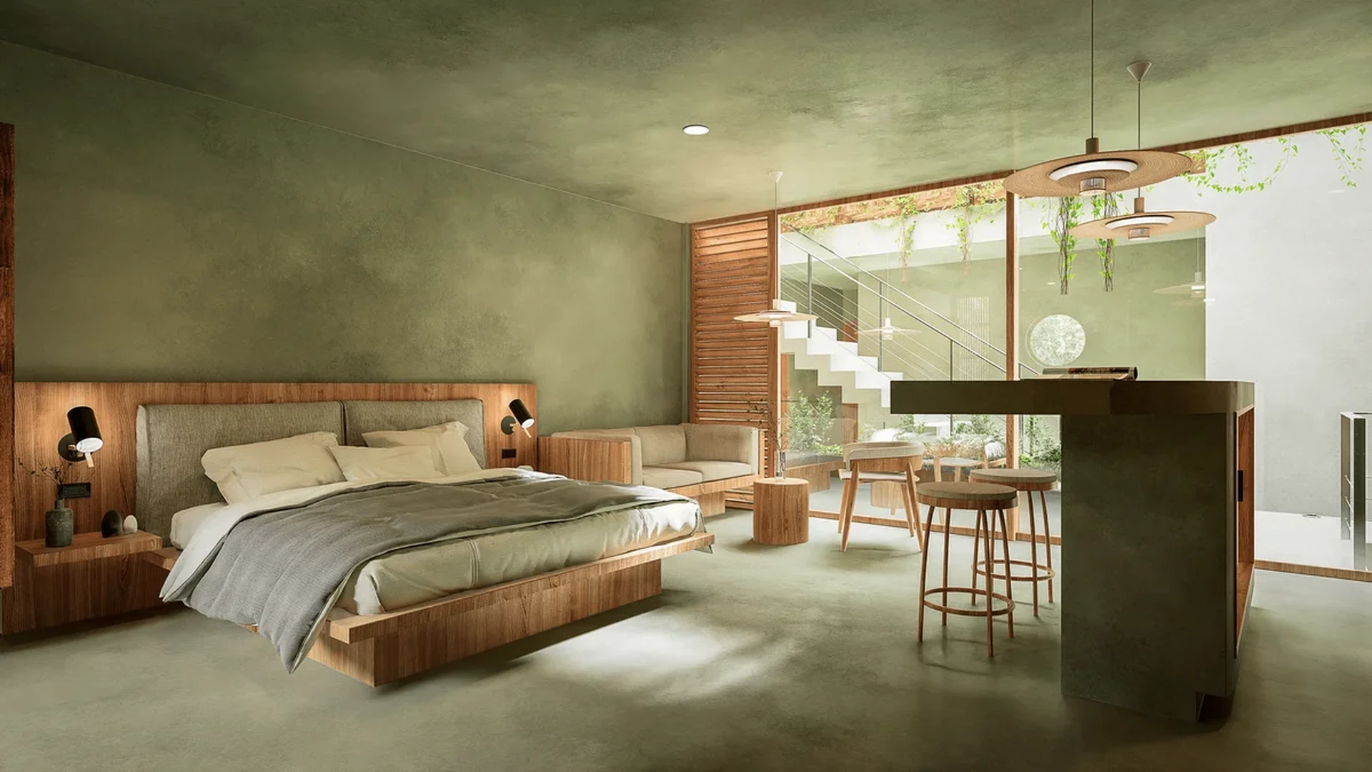 Image of Garden at Tanah, featuring Modern Bedroom, Studio Apartment.