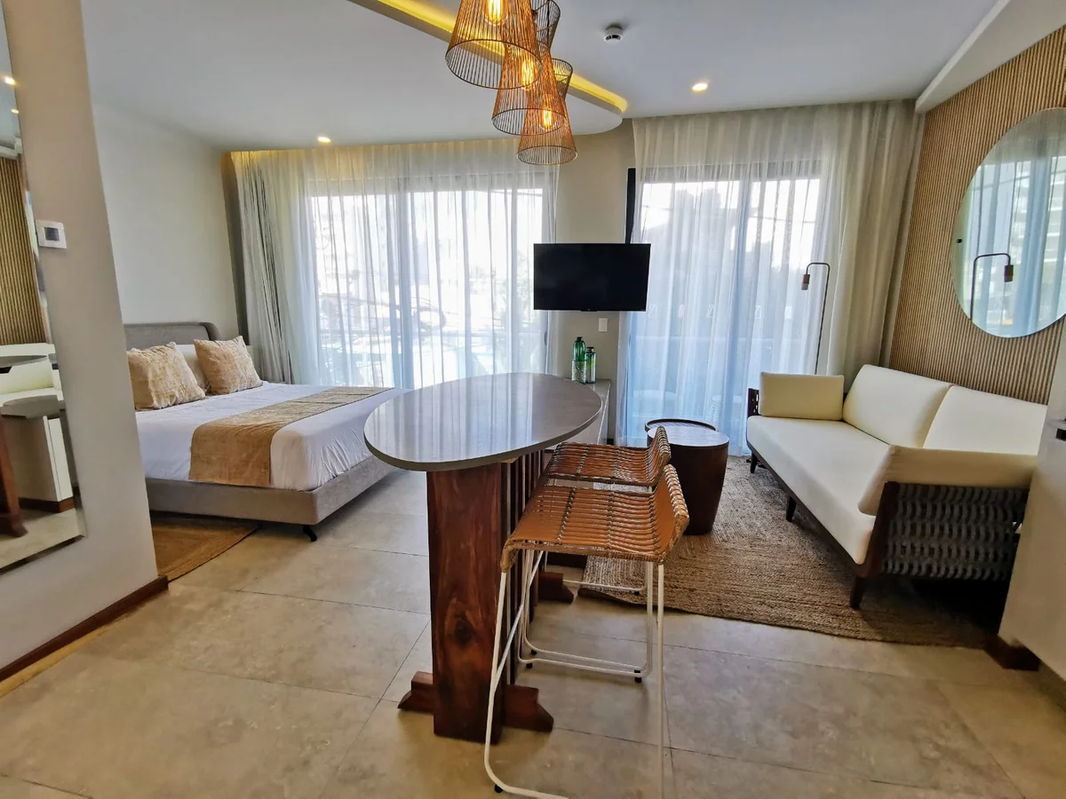 View of Studio Apartment at Alizee, showcasing Open Concept Living, Natural Light.