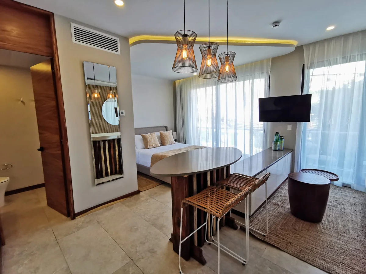 View of Studio Apartment at Alizee, showcasing Modern Interior Design, Open Concept Living.