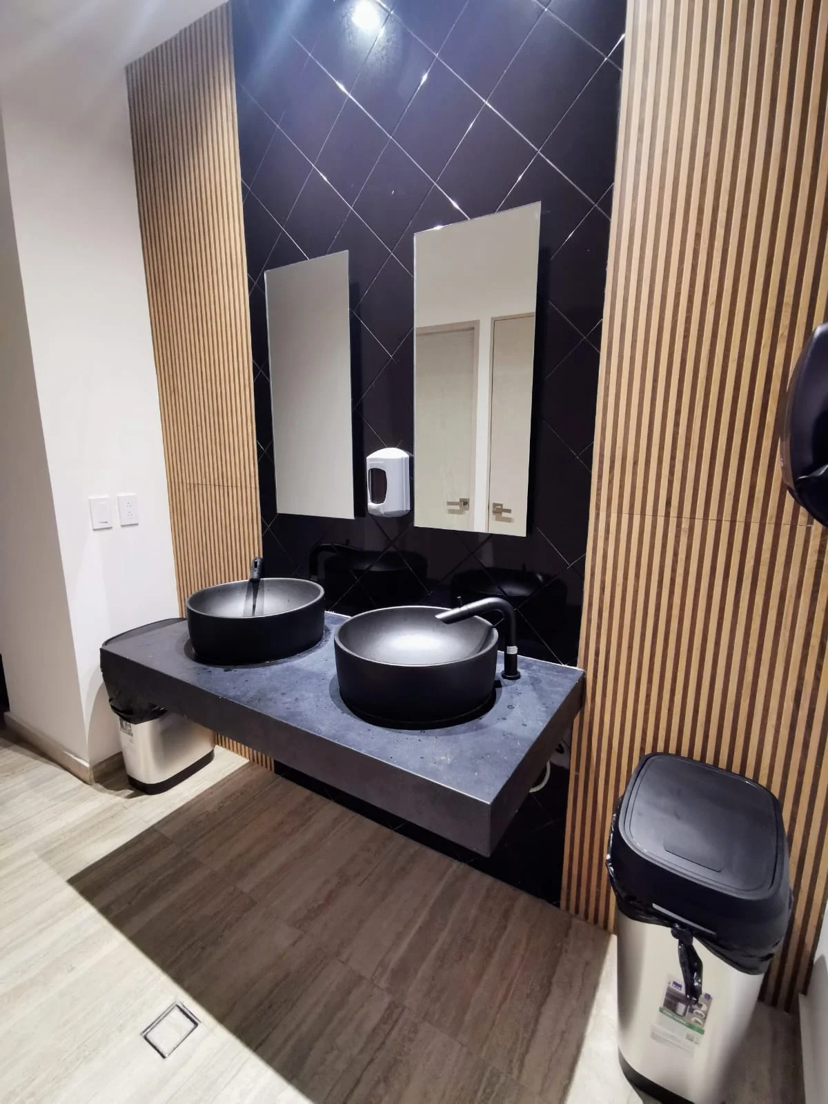 View of Modern Bathroom at Alizee, showcasing Amenity Restroom, Double Vanity.