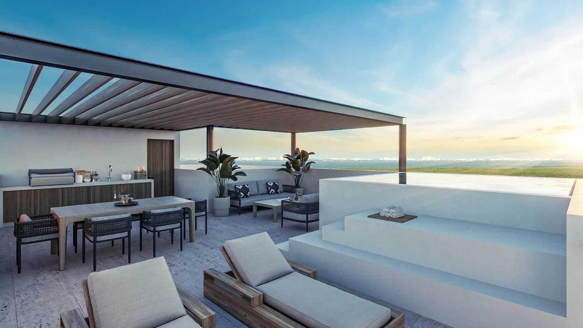 Image of Swimming Pool at Le Parc, featuring Rooftop Terrace, Ocean View.