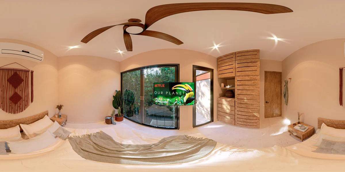 View of Modern Bedroom at Lik Organic, showcasing Spacious Bedroom, Tropical Interior Design.