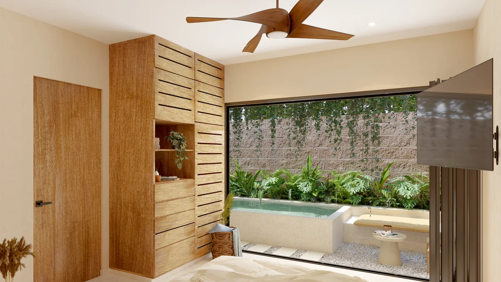 Image of Swimming Pool at Lik Organic, featuring Modern Bedroom, Private Plunge Pool.