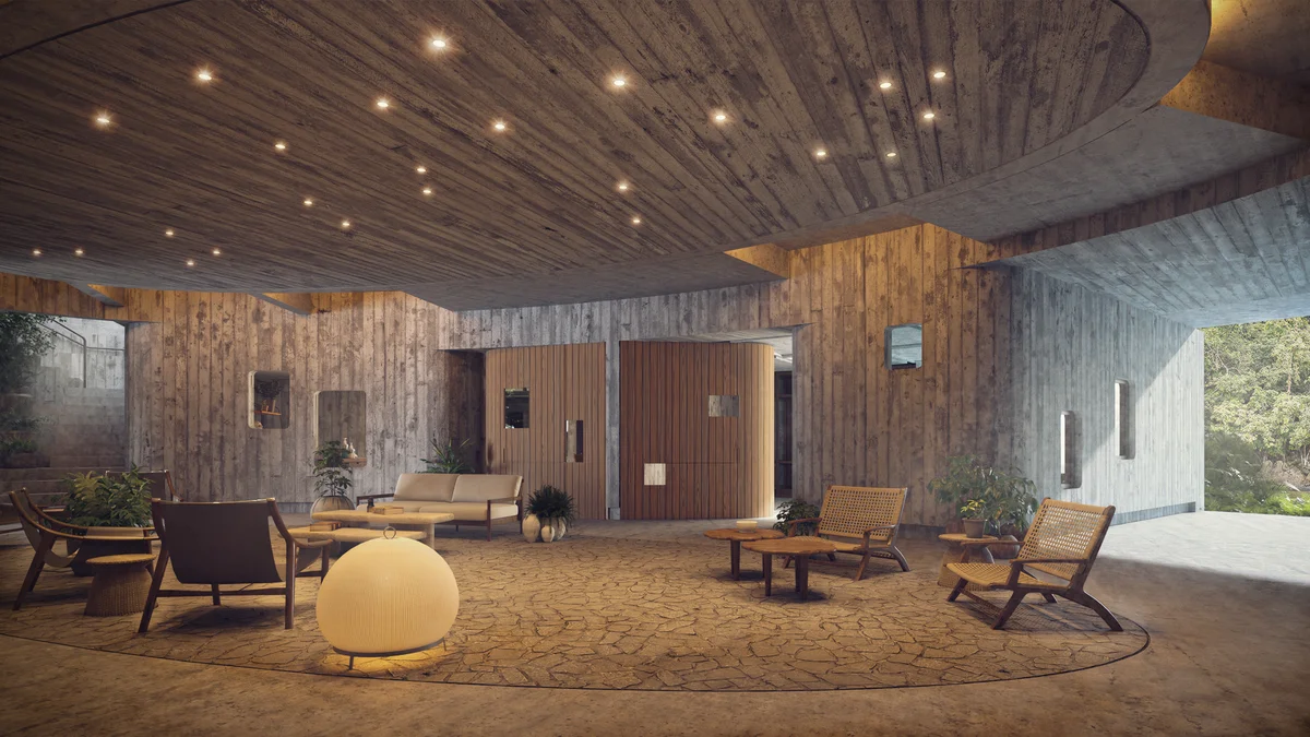 Image of Lounge at Kune, featuring Modern Lounge, Lobby Design.