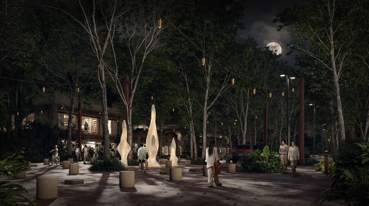 Image of Garden at Kune, featuring Night Scene, Outdoor Plaza.