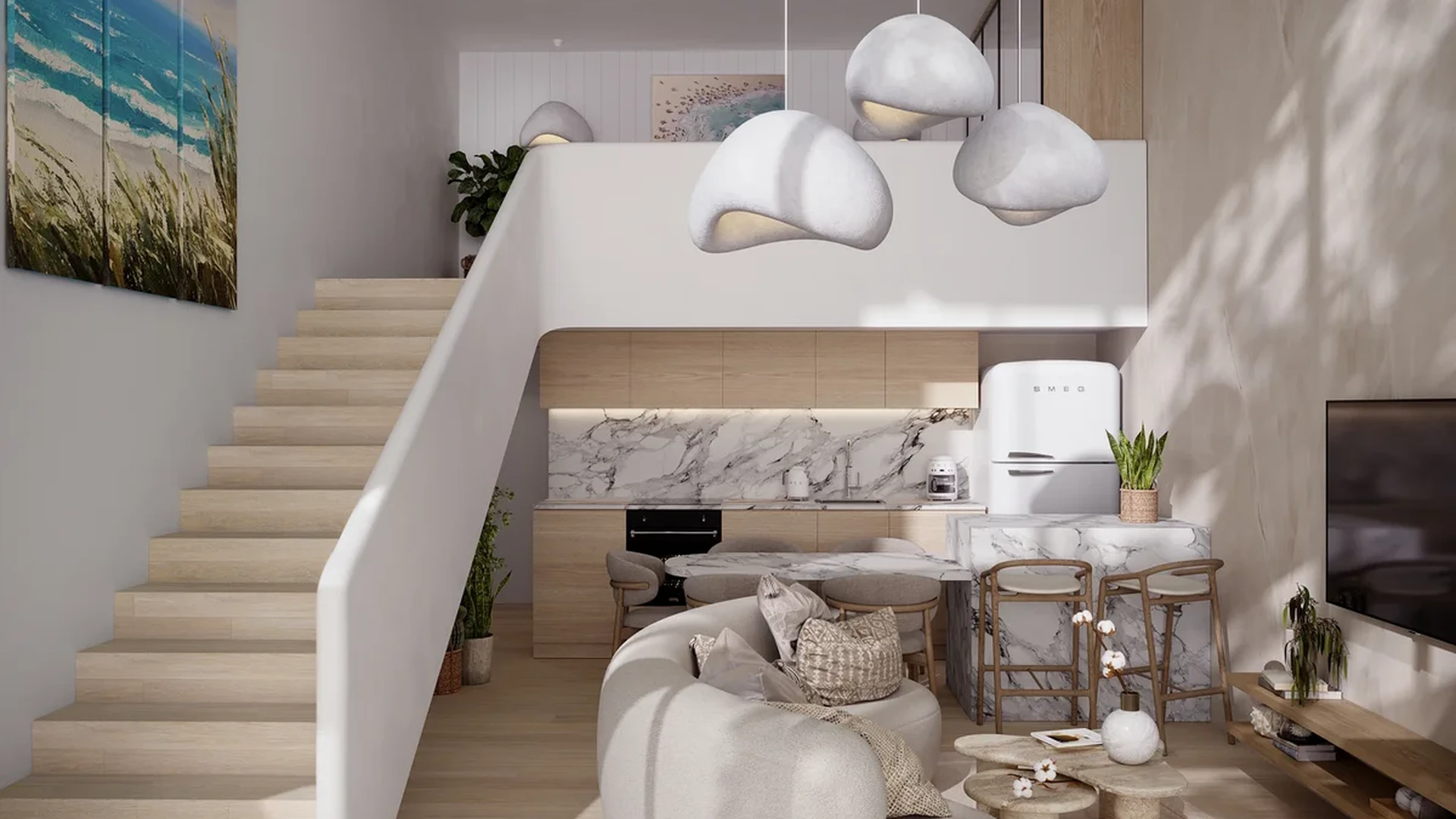 View of Modern Interior at Luna, showcasing Open Concept Living, Luxury Apartment.