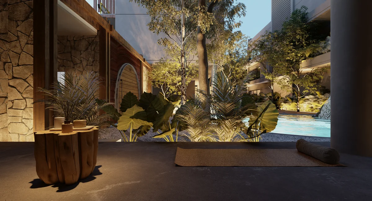 Image of Swimming Pool at Homa Kah, featuring Outdoor Amenity, Lush Garden.