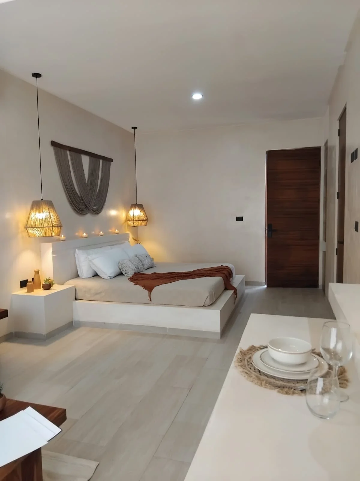 View of Studio Apartment at Casa Makram, showcasing Modern Interior, Bedroom.