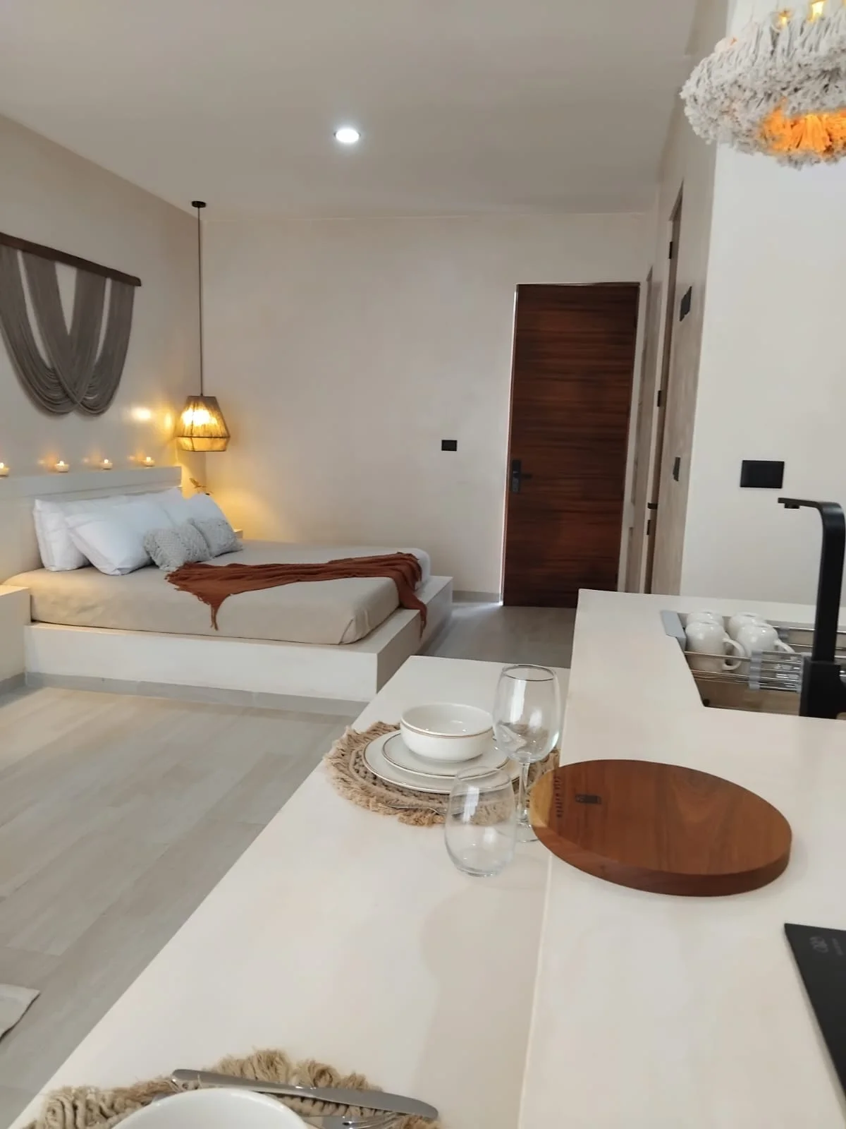 View of Studio Apartment at Casa Makram, showcasing Modern Interior, Minimalist Design.