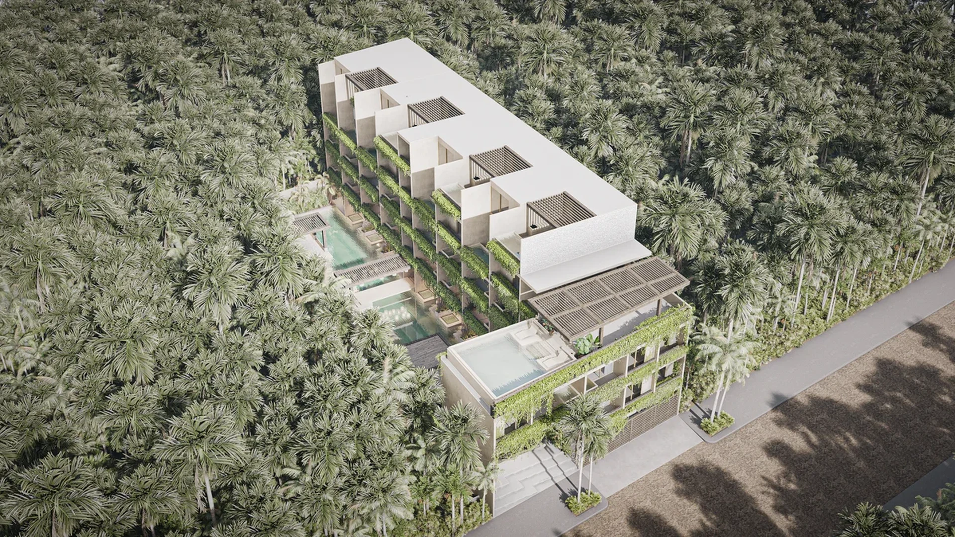 Image of Swimming Pool at Casa Makram, featuring Luxury Condominiums, Tropical Resort.