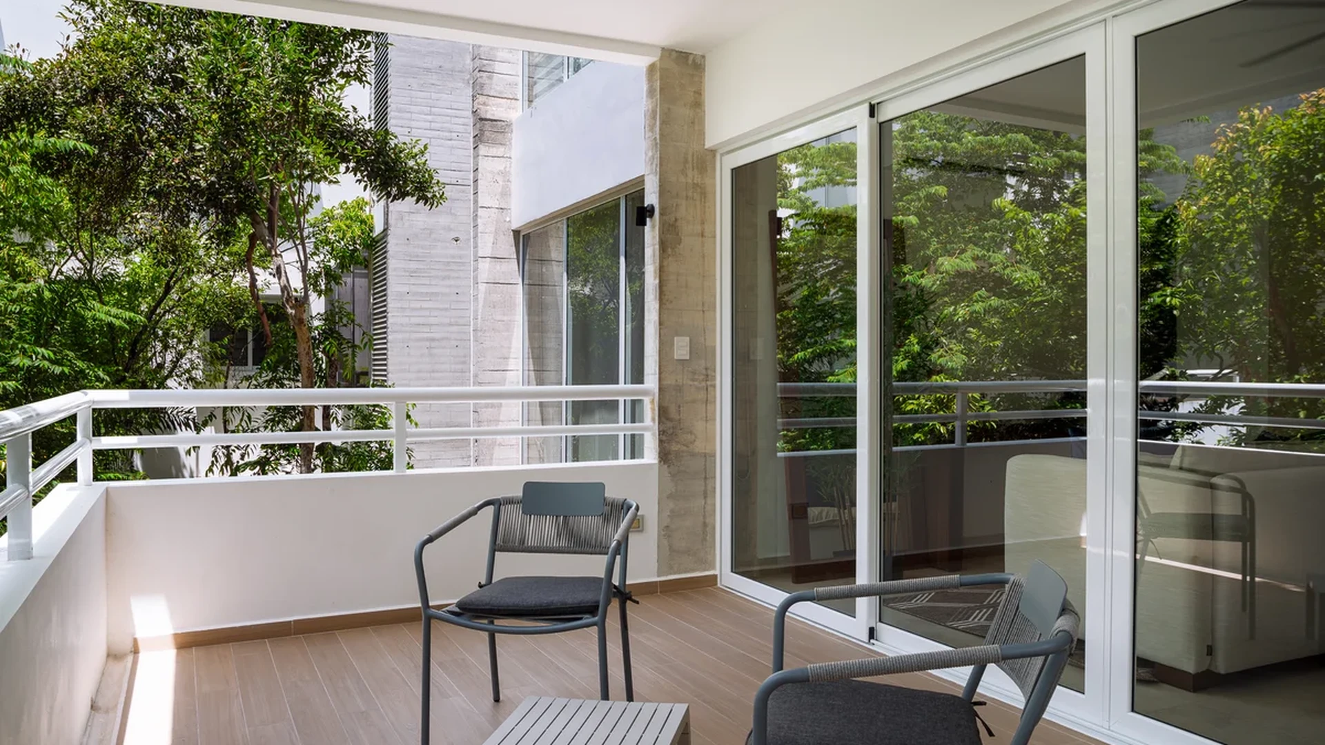 View of Balcony at Tao Tulum, showcasing Outdoor Living, Modern Terrace.