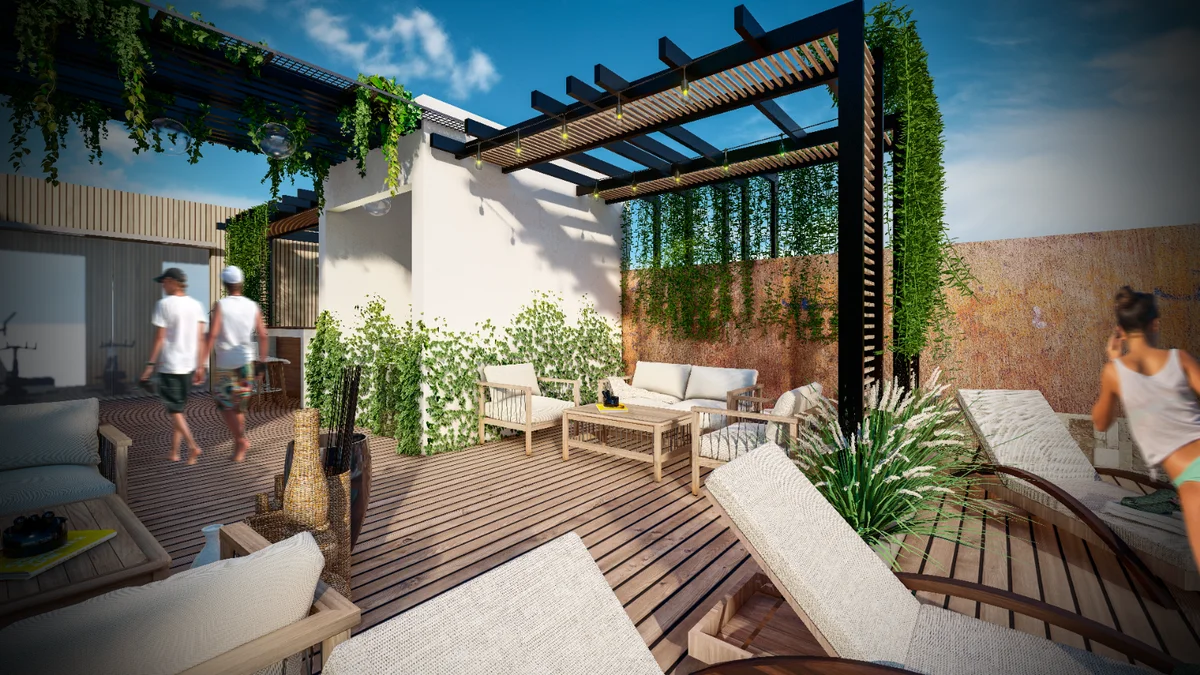 Image of Rooftop Terrace at Centurmex 25, featuring Rooftop Terrace, Outdoor Lounge.