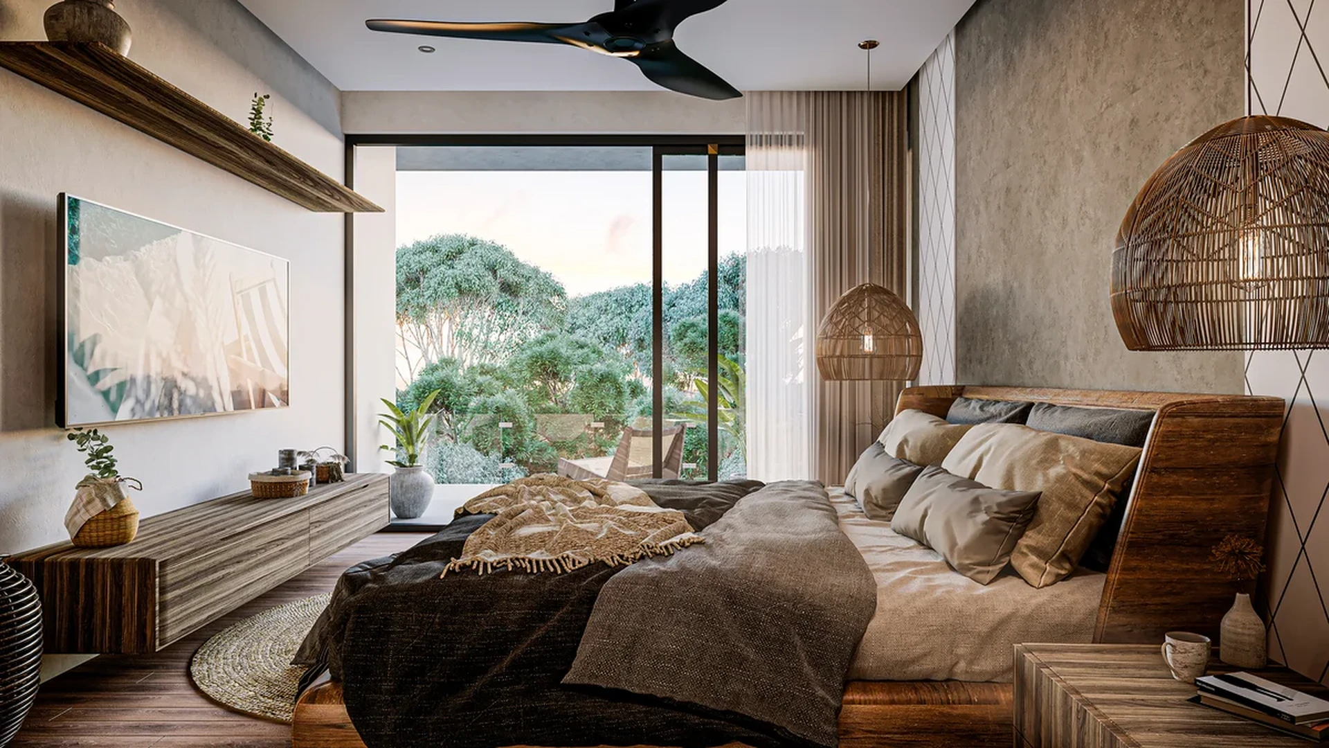 Image of Garden at Park 101, featuring Boho Bedroom, Tropical View.