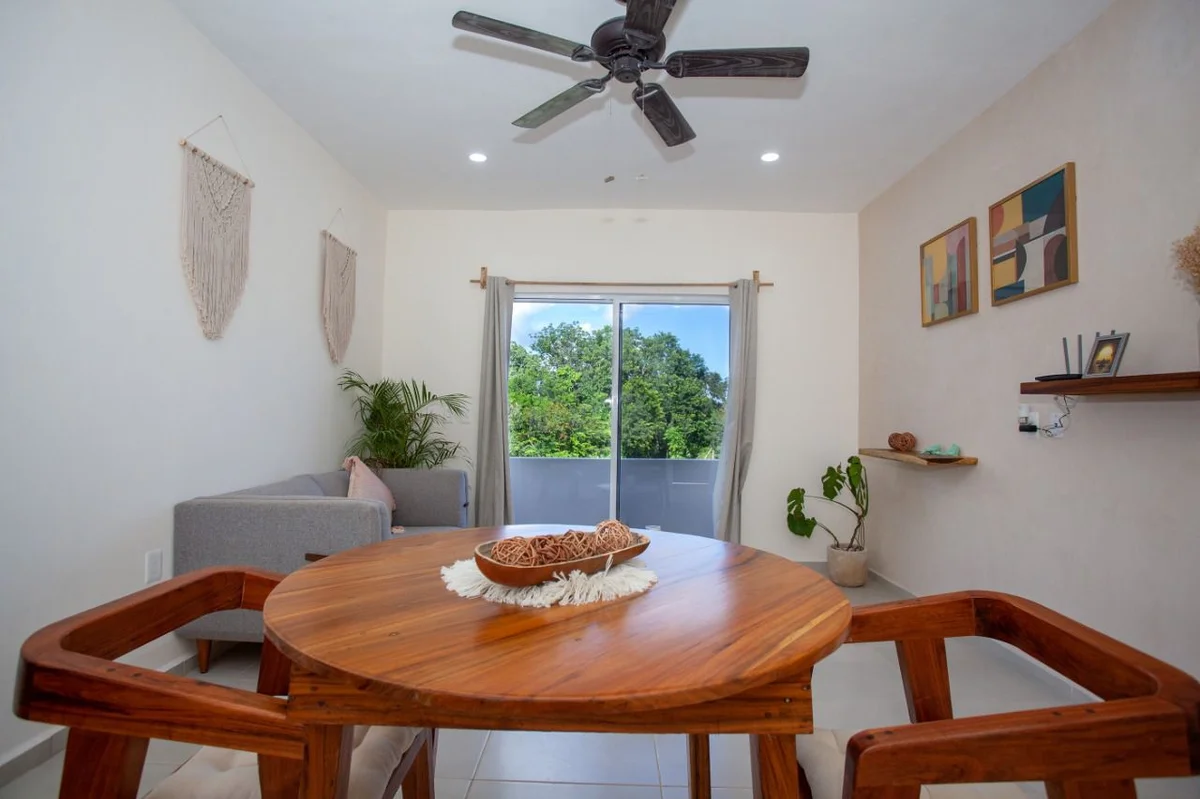 View of Dining Area at Triángulo, showcasing Living Space, Modern Interior.