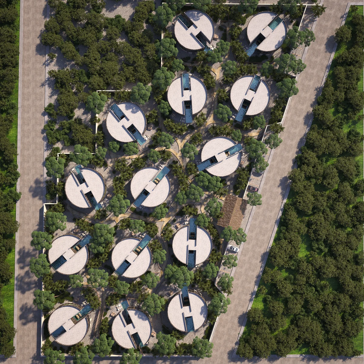 Image of Swimming Pool at 404 Tulum, featuring Aerial View, Residential Complex.