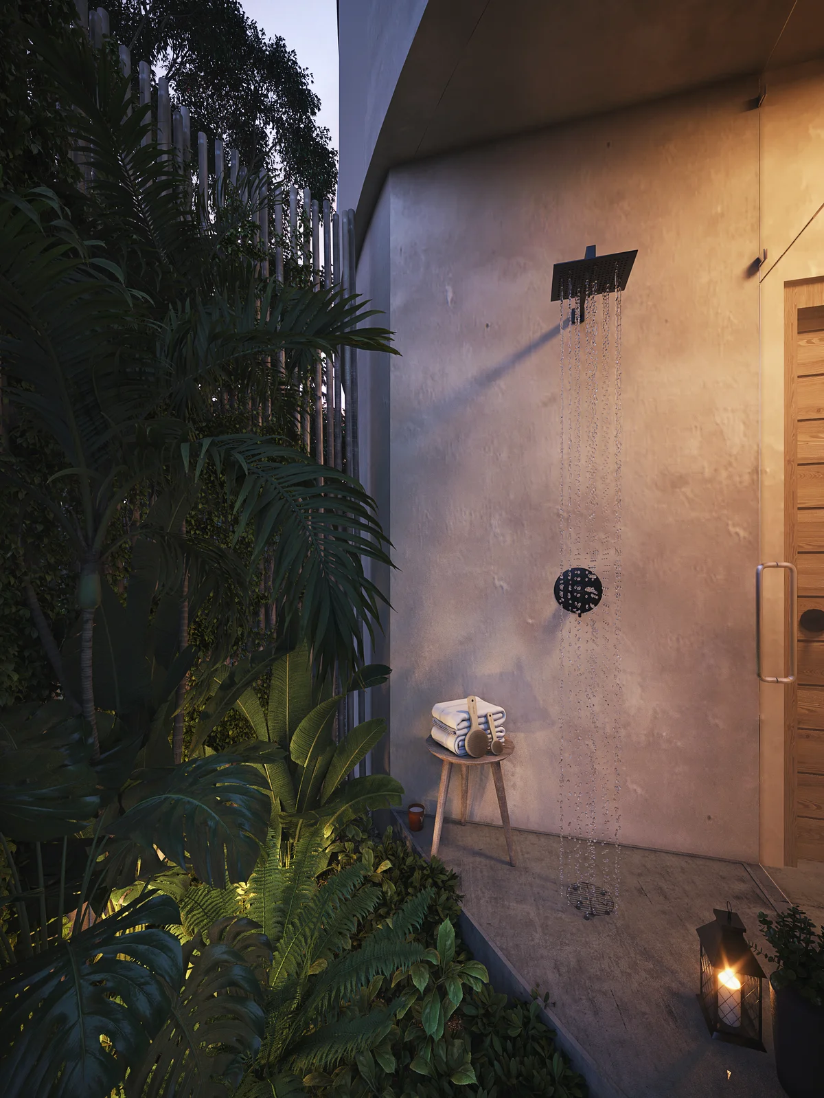 View of Outdoor shower at 404 Tulum, showcasing Tropical bathroom, Modern design.