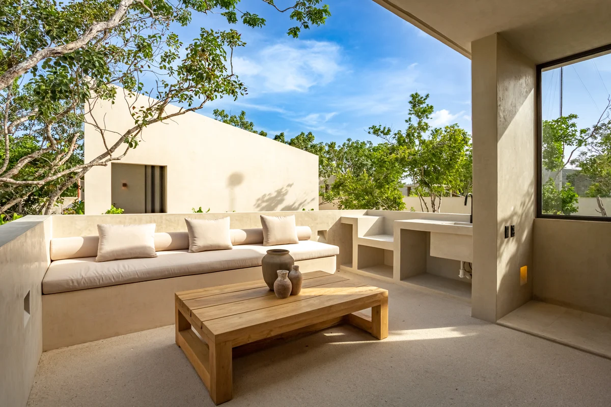 Image of a Rooftop Terrace, featuring Outdoor Lounge and Minimalist Design.