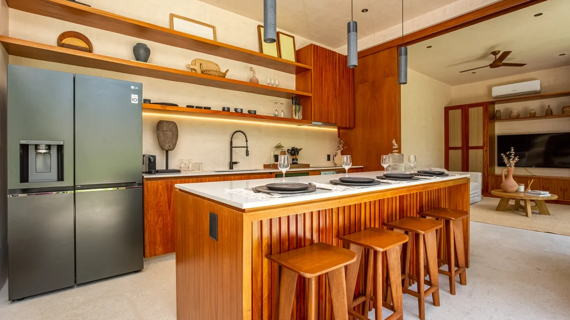Image of a Gourmet Kitchen, featuring Open-Concept Living and Kitchen Island with Seating.