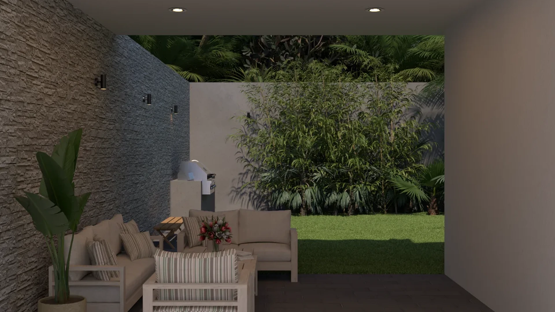 Image of Grill Area at Amanecer, featuring Outdoor Patio, Garden View.